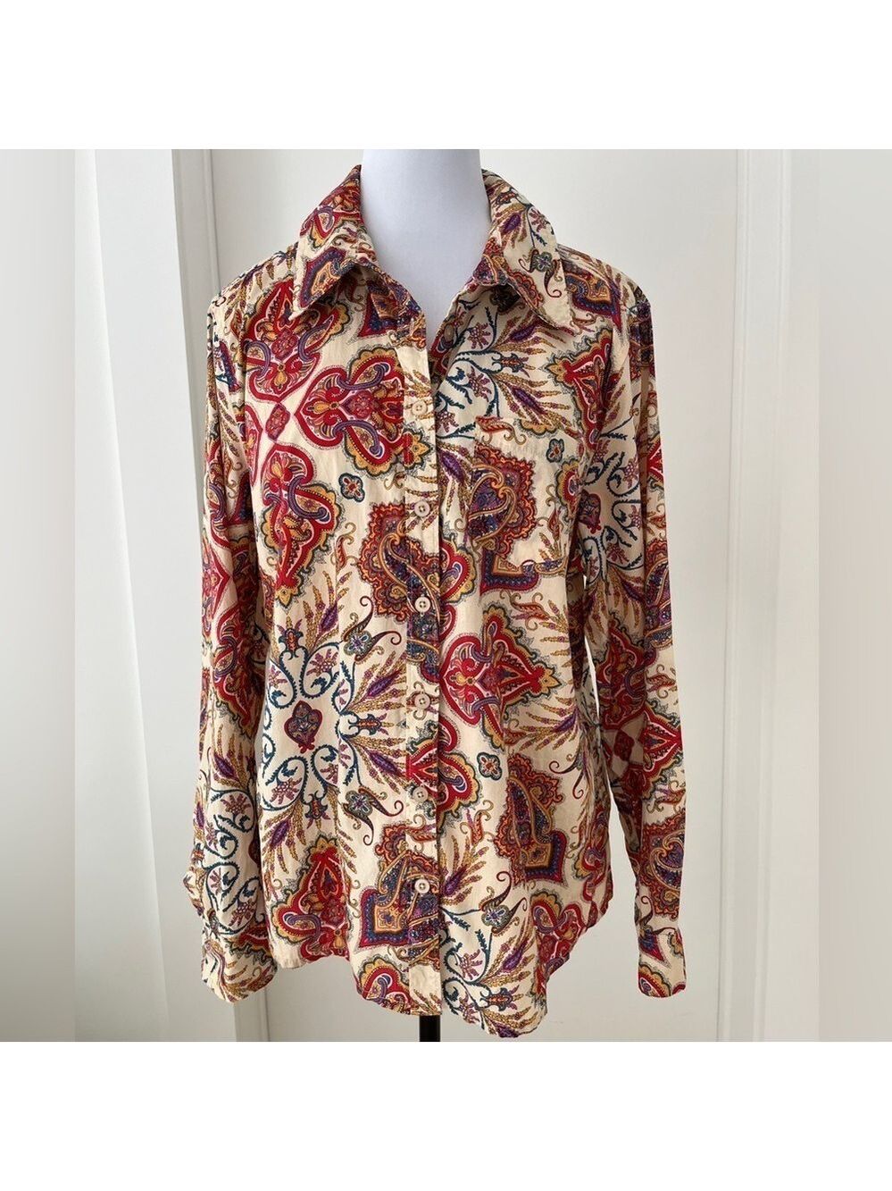 TRADITION Country Collection Cotton Paisley Floral Long Sleeve Shirt Western
